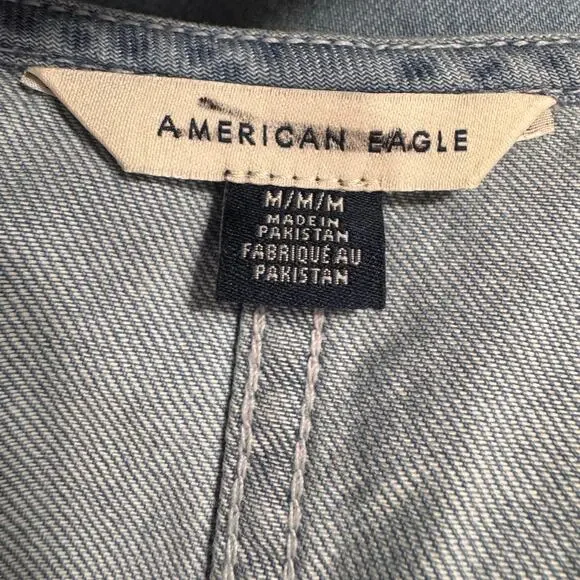 100. NEW Without tag American Eagle Button Front Denim Style Blue Dress SZ:M - Picture 5 of 5